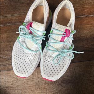 Sorel Women's White Mesh Athletic Sneakers with Mint and Pink Accents